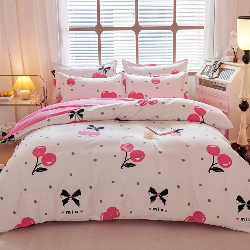 Single duvet cover Printed red quilt cover Thickened plant-cashmere cartoon multicolored bed cover 220x240 double bedding