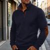 Men Stand Collar Elbow Patch Jacquard Casual Knit Sweater
