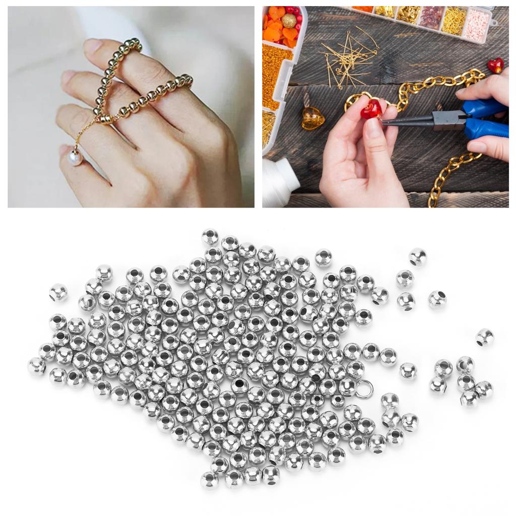 200Pcs Jewelry Beads Simple Material Bracelet Necklace Accessories Partition Beads for DIY JewelrySilver