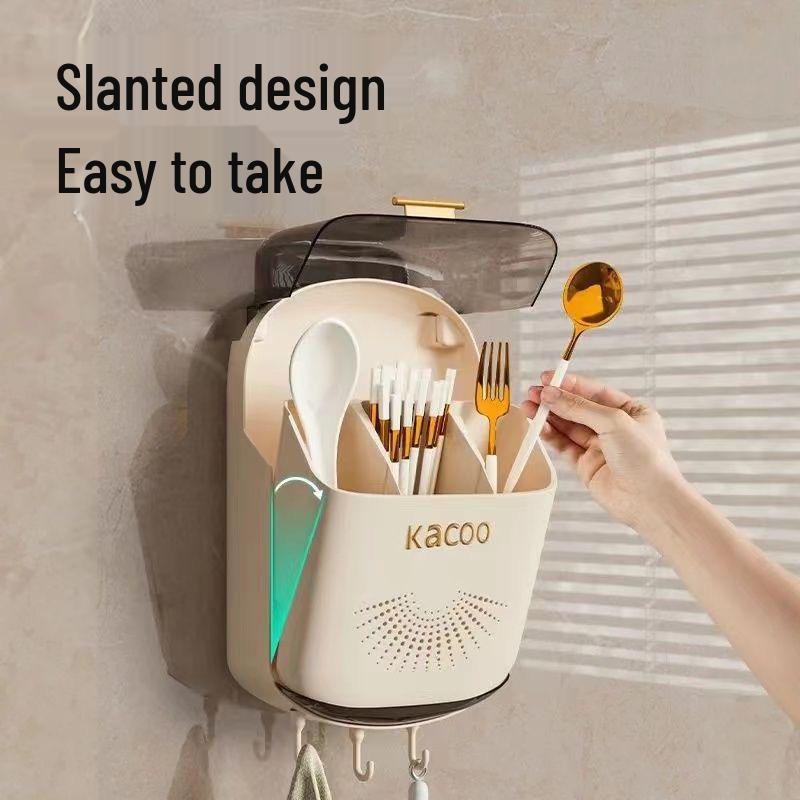 Wandmontierter Klappdeckel-Stäbchen- & Utensilienhalter