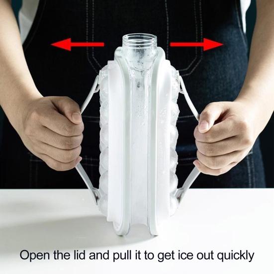 Ice Cube Mold with Lid 1.2L High Capacity 2 In 1 Ice Bottle Ice Cube Tray Foldable Odor-Free Ice Hockey Maker