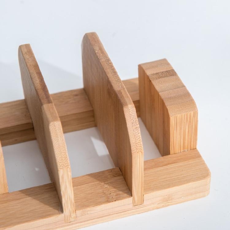 Compact Bamboos Cutting Board Storage Rack With Cutter Slot Kitchen Tool Organizers For Organized And Neat Kitchen Space