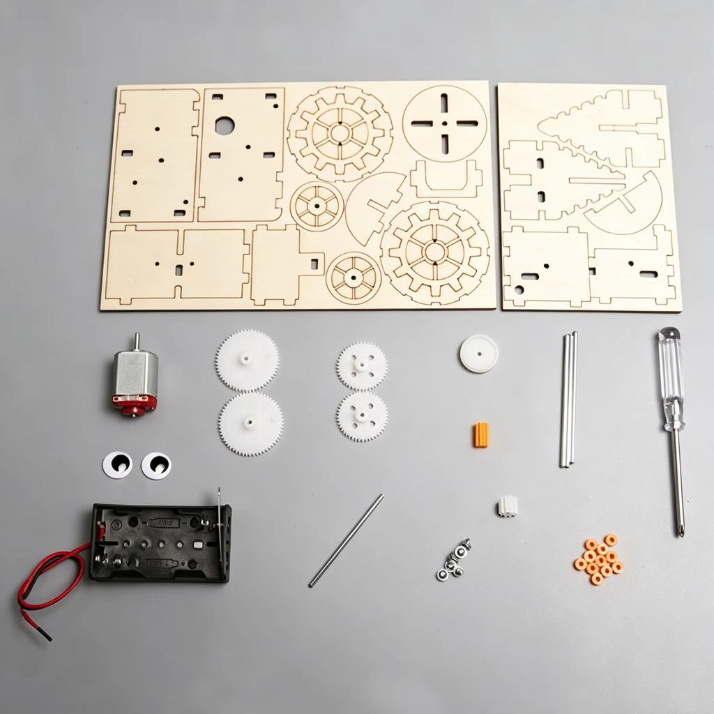 DIY Wooden Electric Drill Robot Kit Gear Transmission Physics Science STEAM Teaching Model Educational Toy for Kid Students Gift