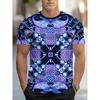 Men's colorful ethnic printed T-shirt, retro elephant 3D printed T-shirt, summer street round neck loose short sleeved T-shirt