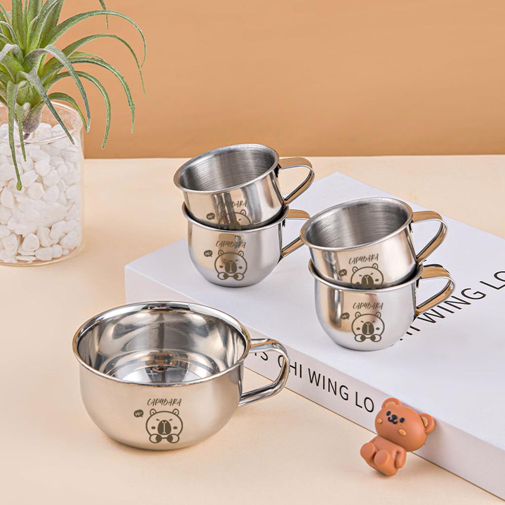 Cute Capybara Mini Kid Water Cup With Handle 304 Stainless Steel Milk Coffee Cup Mug Durable Anti Scalding Drinking Cup