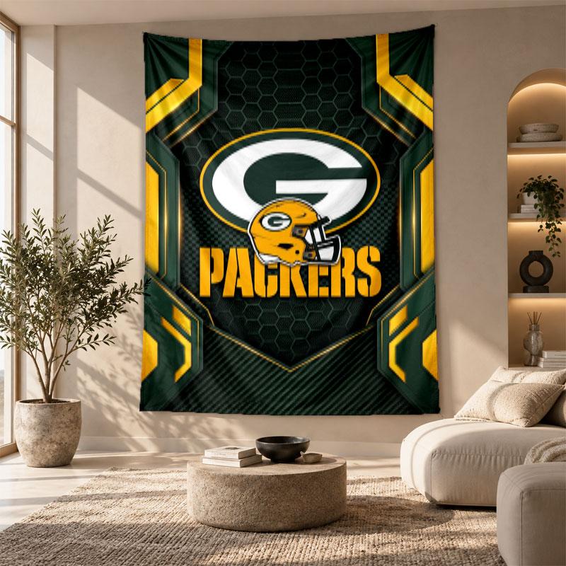 Decorative Tapestry,Green Bay Packers Printed Wall Art, Lightweight Wall Hanging For Bedroom Background