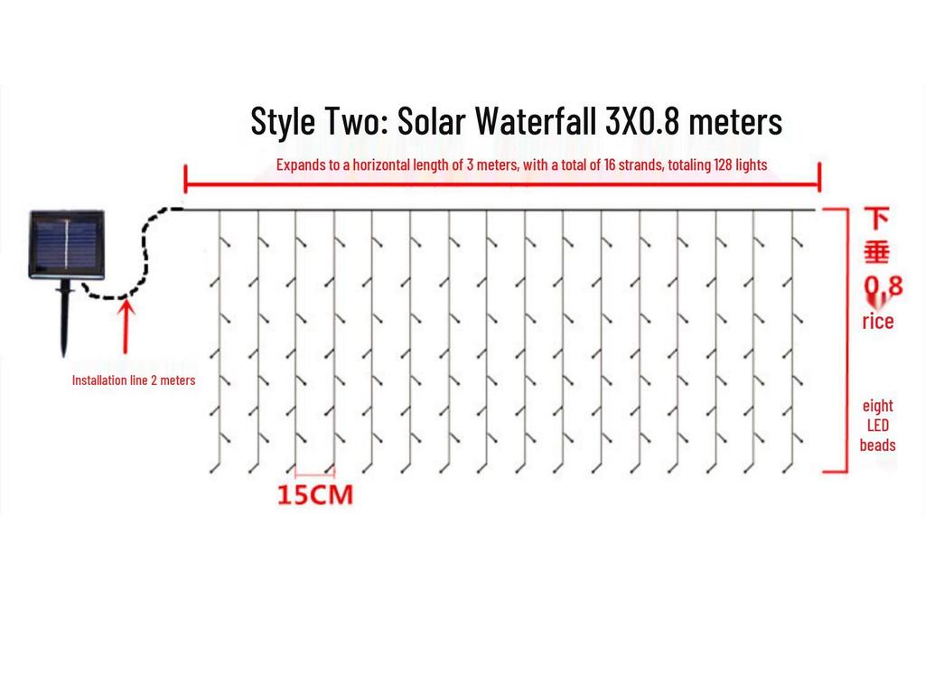 Waterproof LED Solar Fairy String Icicle & Waterfall Lights for Home & Outdoor Decoration