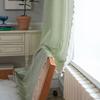 Stripe Embroidery Solid Color Kitchen Valance American Style Country Style Semi-shading Bay Window Bedroom Living Room Curtain