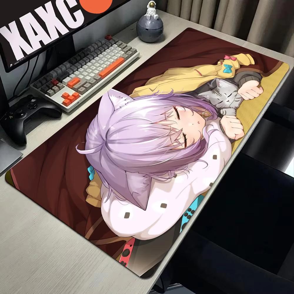 Mouse Pad HYBXAXC Nekomata Okayu VTuber Hololive Computer Gaming Desk Accessories Mat Large XL XXL Rubber Keyboard Mousepad