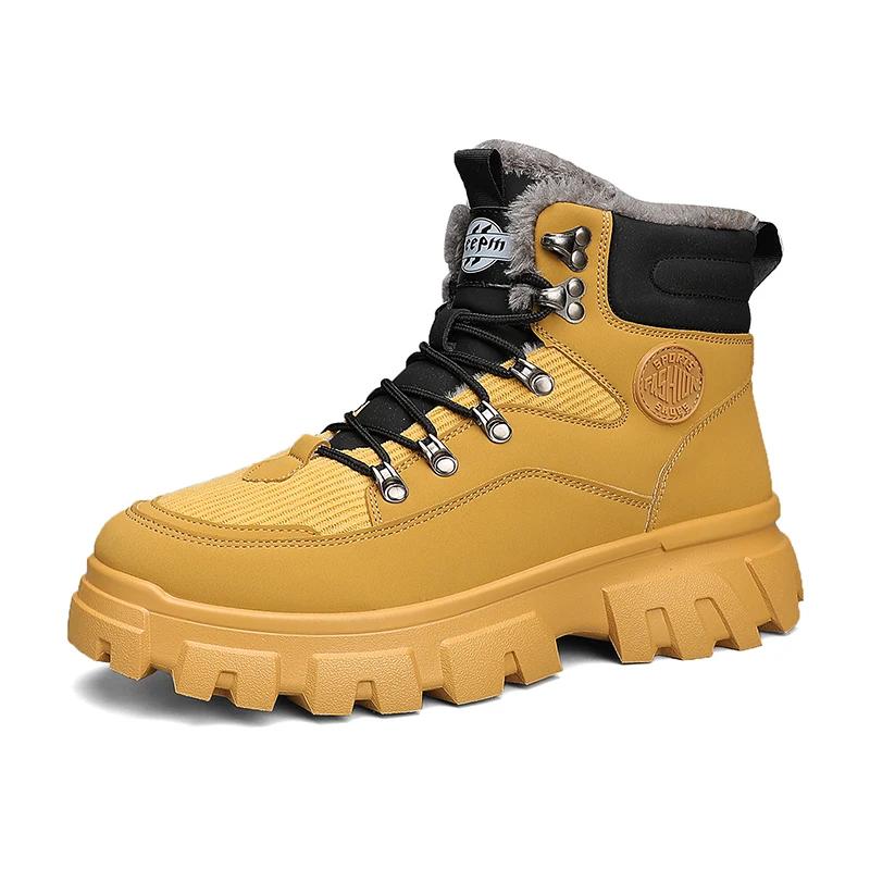 

Модные мужские зимние ботинки на платформе для мужчин, походные кроссовки для альпинизма, повседневные кроссовки из хлопка и шерсти, высококачественные ботинки для инструментов, трендовая обувь для тенниса 39 жёлтый