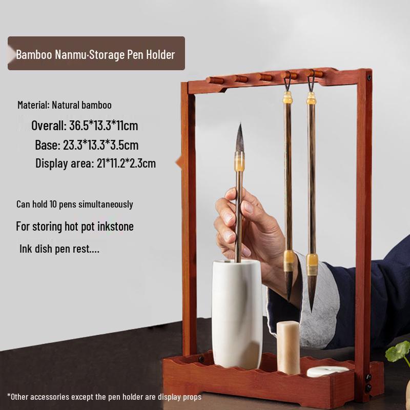 Solid Wood Calligraphy Brush Stand: Multifunctional Brush Holder for Beginners