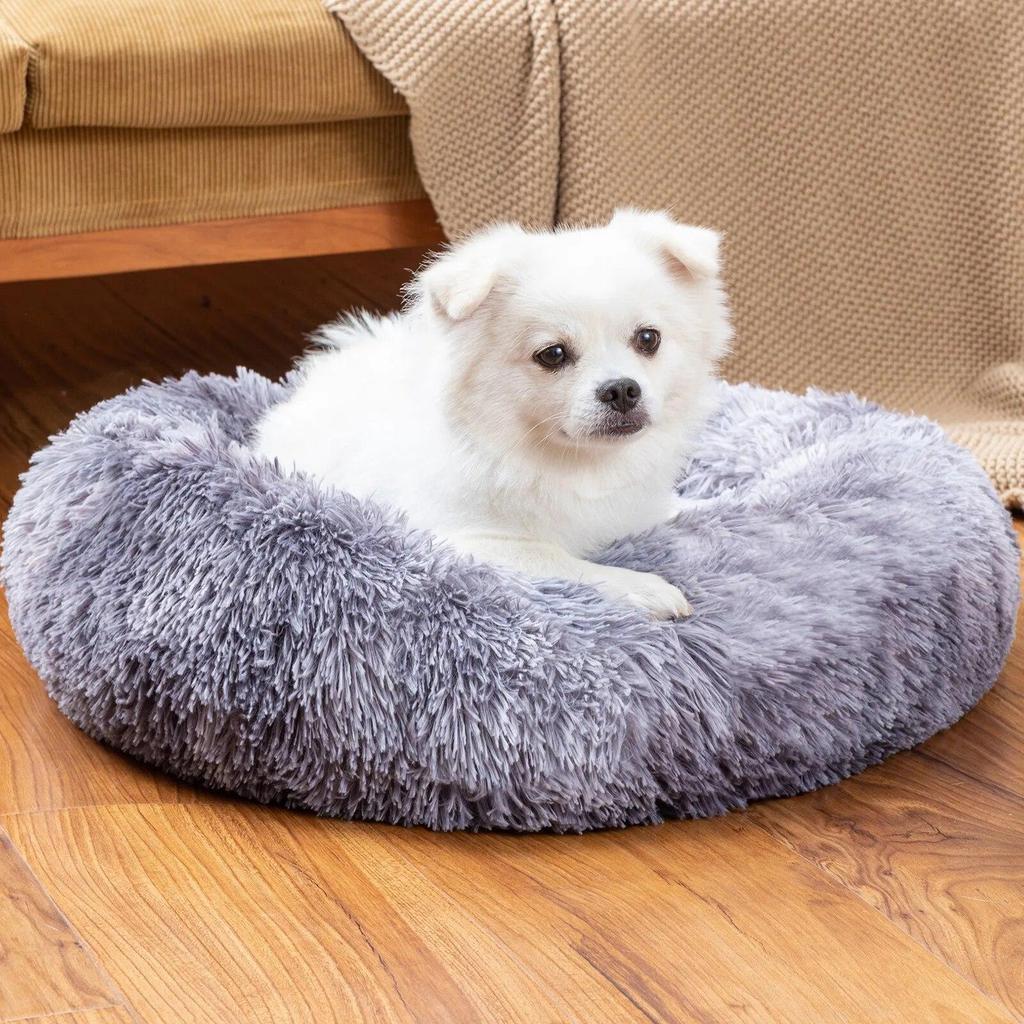 Long Plush Dog Bed, Pet Round Bed, Anti-anxiety Ped Bed Mat, Pet Bed Sofa Cushion For Small Medium Dog Calming Plush Pet Sofa