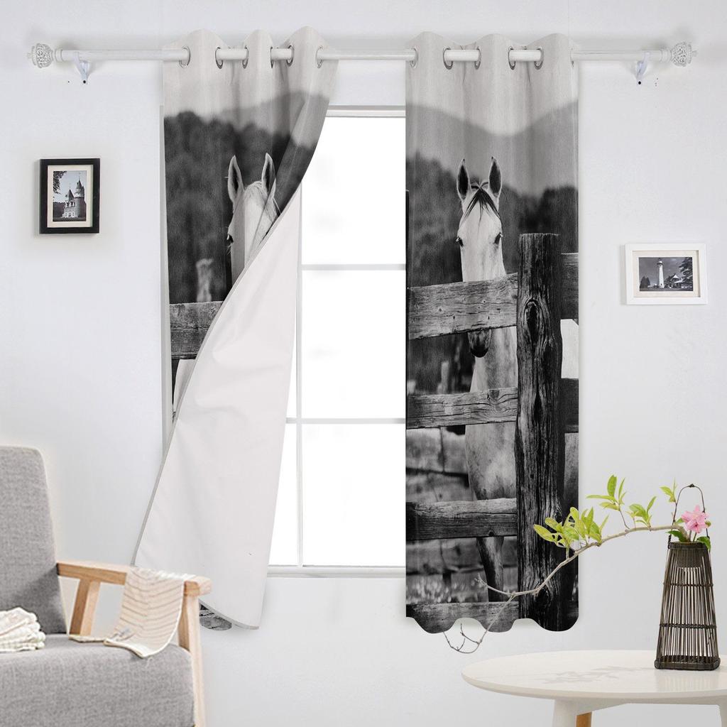 Farm Animal Horse Black And White New Simple Curtains Home Decoration Curtains Modern Home Supplies