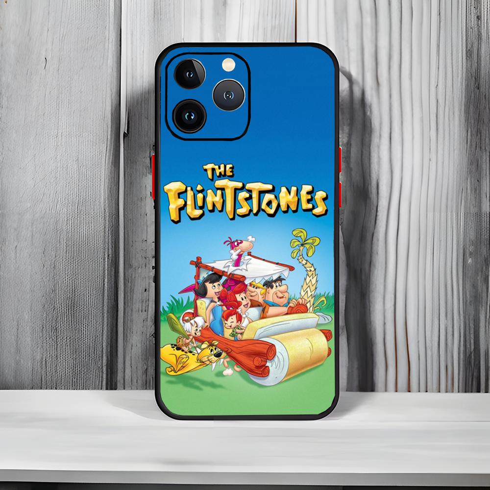 Classic Cartoon The F-Flintstones Phone Case Black Matte Thin Phone Case For iPhone17 16 15 14 13 ProMax