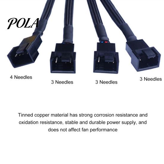 Cooling Fan Cable 4Pin Computer Adapter 4-in-1 CPU Tinned Copper Cooler Patch Cord Accessories
