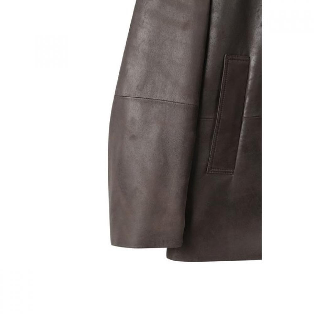 Customellow Brown Vegetable Leather Jacket Cwjaa25511brx