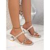 Summer, Plus Size, Square Toe, Rhinestone, High-heeled Slippers, New Styles, Irregular Heels, Sandals, Women's