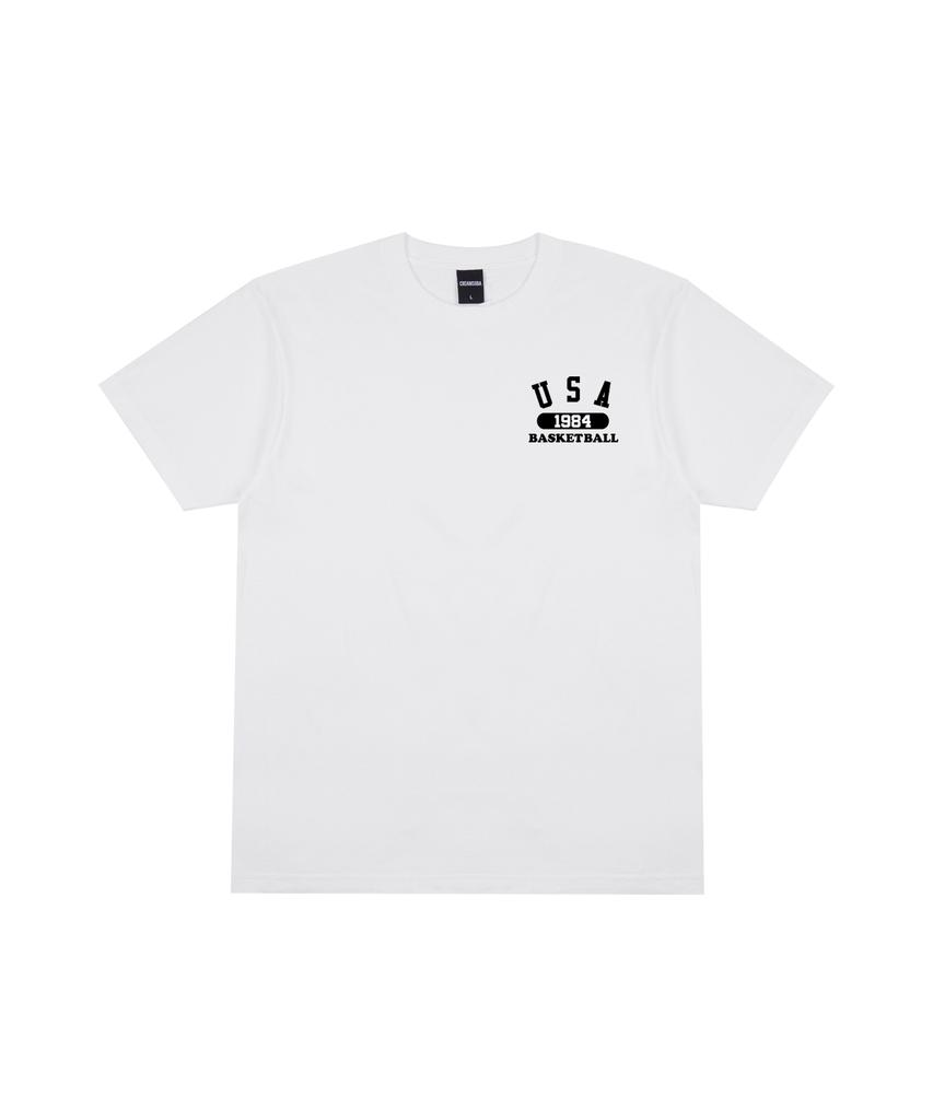 CREAM SODA LAB [2Pack] Usa Basketball Small Logo Short Sleeve T-Shirt Black (White) White (Black)