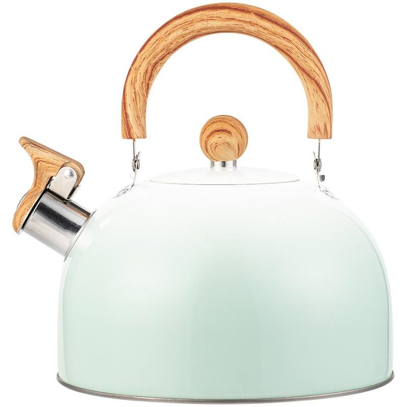 3L Stainless Steel Whistling Kettle With Wooden Handle Tea Coffee Boiling Modern Kitchen Stovetop Water Pot