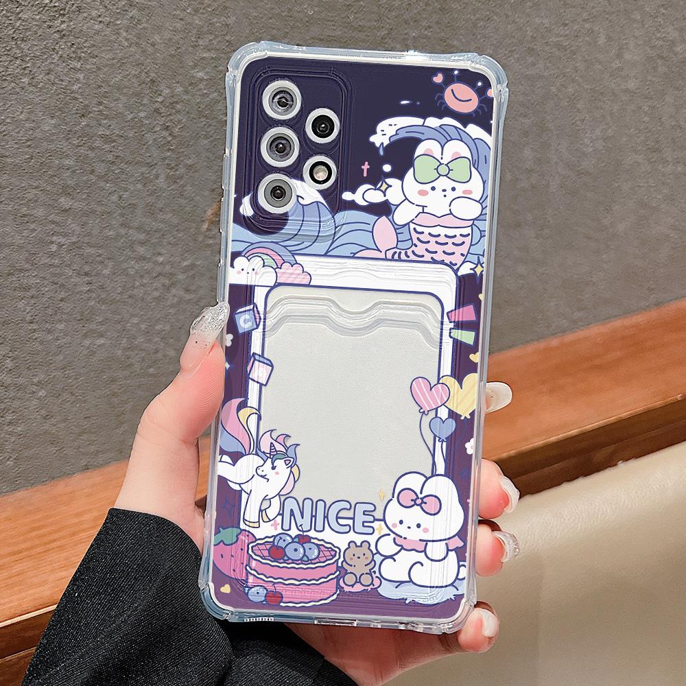 Card Holder Case For Samsung A15 A16 A55 5G A54 A35 A52 A53 A73 A34 A33 A14 A13 A12 A32 A72 A25 A24 A22 A51 A50 A71 Soft Covers