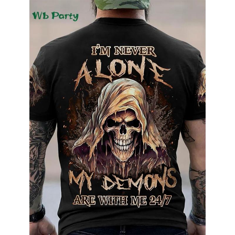 Demon Slayer Halloween Joint T-shirt 2025 Men's Summer New Kokushibo Anime Print American Trend Casual Loose Short Sleeved Top