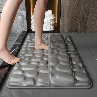 Pebble Design Memory Foam Ice Silk Bath Mat, Quick-Dry Bathroom Rug with Non-Slip Backing, Soft & Absorbent for Shower, Toilet