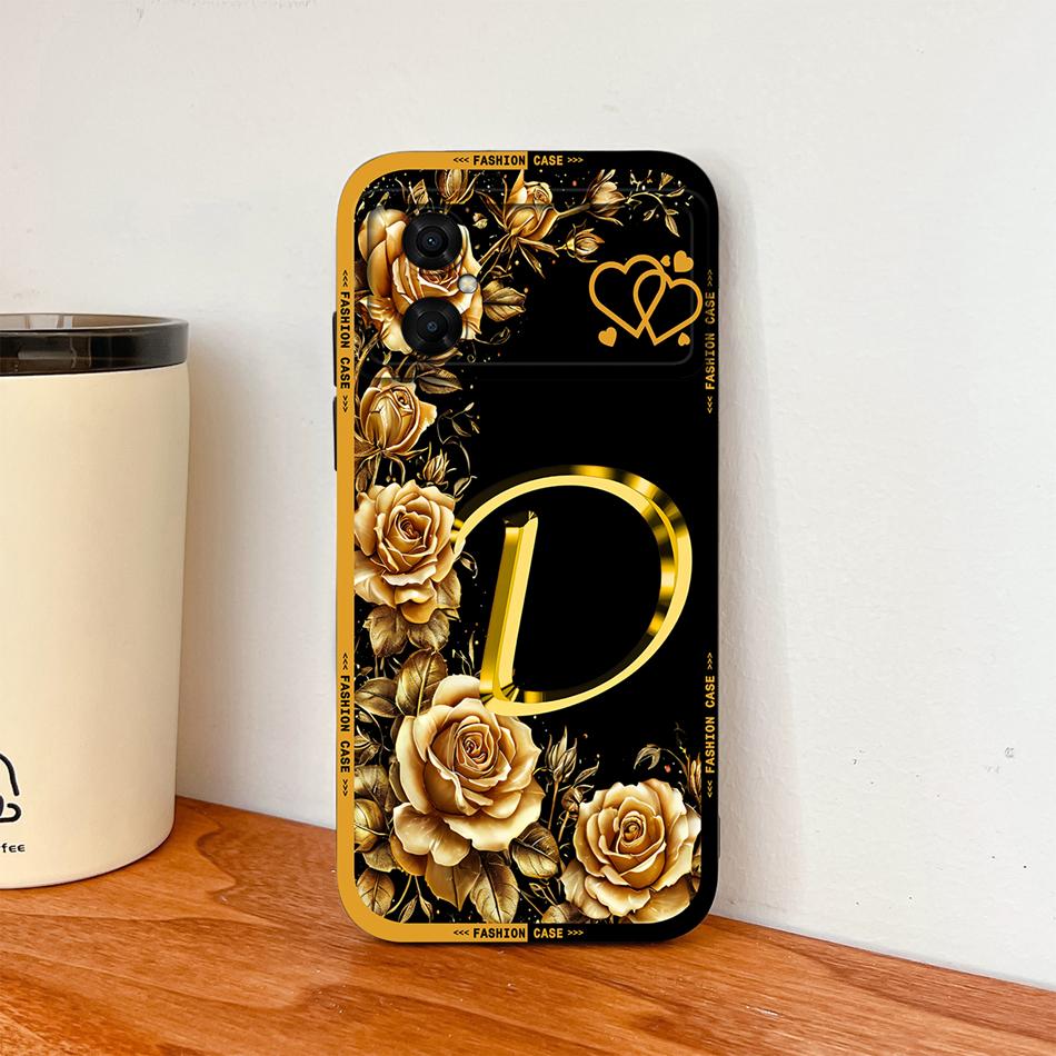 Case For Xiaomi Poco M4 M3 Pro Luxury Rose Letters Soft Smooth Liquid Silicone Housing For Poco M 4 M 3 Lightweight Phone Cover