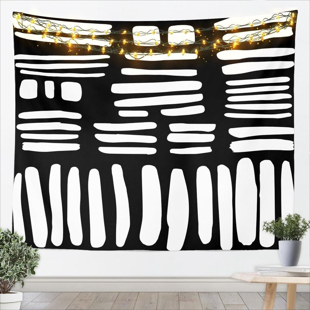 Black White Tapestry for Kids Boys Girls Modern Art Wall Art Abstract Bohemia Wall Hanging Blanket Bedroom Decor Microfiber