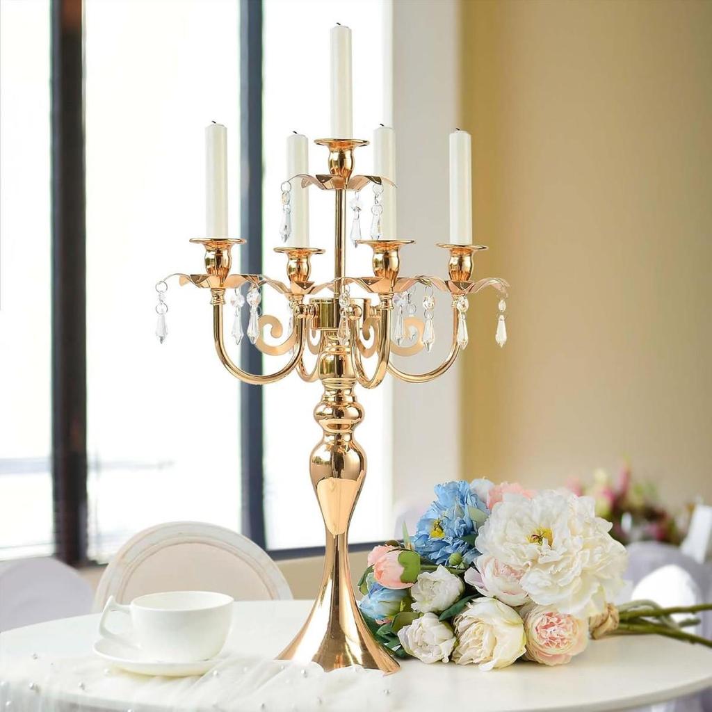 European Retro Five-Head Metal Candle Holder for Weddings and Restaurants