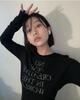 Korean Designer Letter Print Slim Fit Stretchy Base Layer Women's Top - New Spring Arrival.