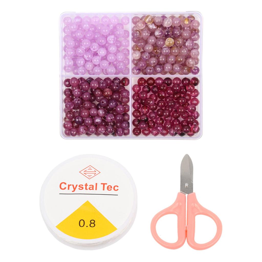 4 Grid Box Mixed Color 6mm 440pcs Acrylic Bead Jewelry Making Kit, Handmade DIY Bracelet Necklace Gift Making