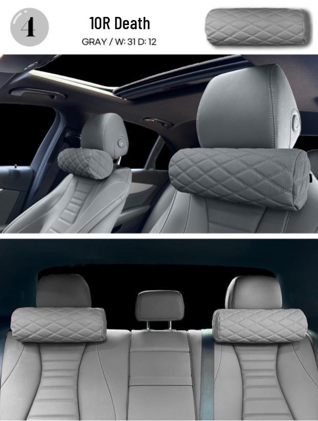 High-End Cylindrical Car Headrest Neck Pillow, Double-Line Design, Memory Foam