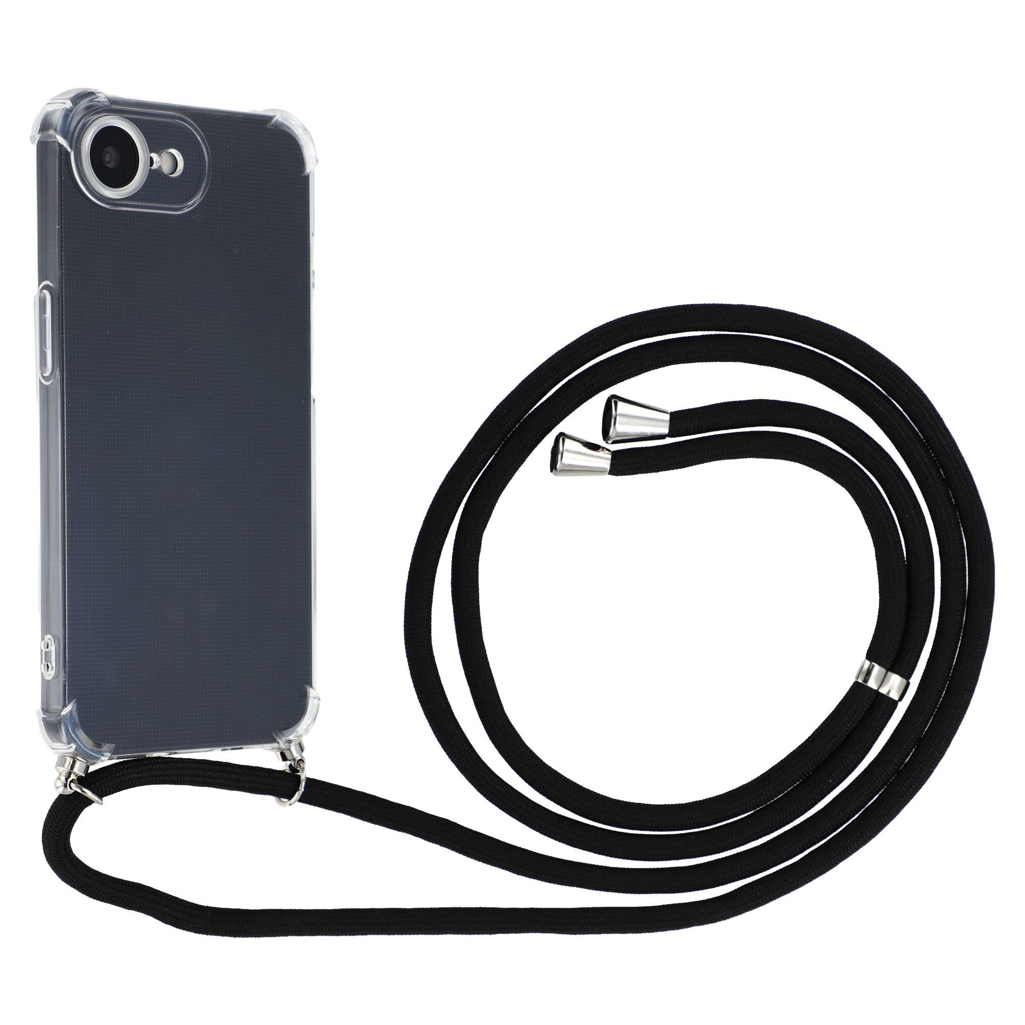

For iPhone 16e Case Reinforced Corner TPU Clear Phone Cover with Lanyard Type A