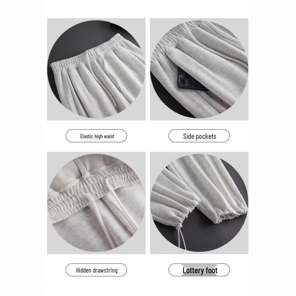 Women's 2024 Winter Fleece-Lined American Style Sweatpants - Slimming Loose Fit, Straight & Wide Leg Joggers