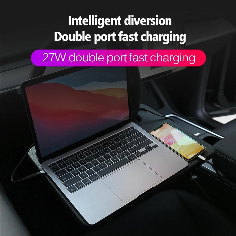Für Tesla Model 3 Y 27W Schnellladegerät 6 in 2 USB-Verteiler-Hub Intelligente Dockingstation Auto-Adapter Stromverteiler Verlängerung