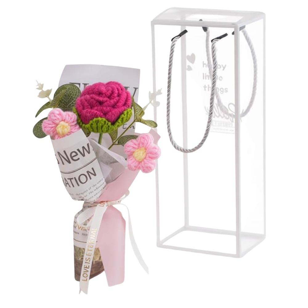 Photography Props Crochet Flowers Bouquet Knitted Eternal Simulated Flowers  Valentine'S Day