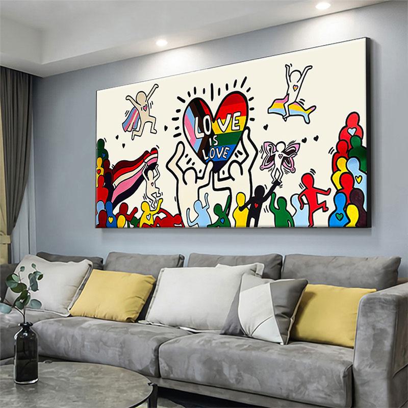 Abstract Street Pop Art Canvas Painting Love Is Love Poster and Prints Wall Cuadros for Living Room Home Decoration