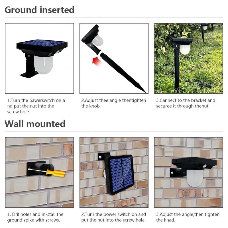 LED Solar Porch Lights Human Body Induction Outdoor Waterproof Landscape Spot Lights 3 Modes Pathway Light  For Garden Lighting