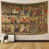 Medieval Mythical Tapestry European Classic Unicorn and Lion Pattern Wall Hanging for Bedroom Living Room Decor
