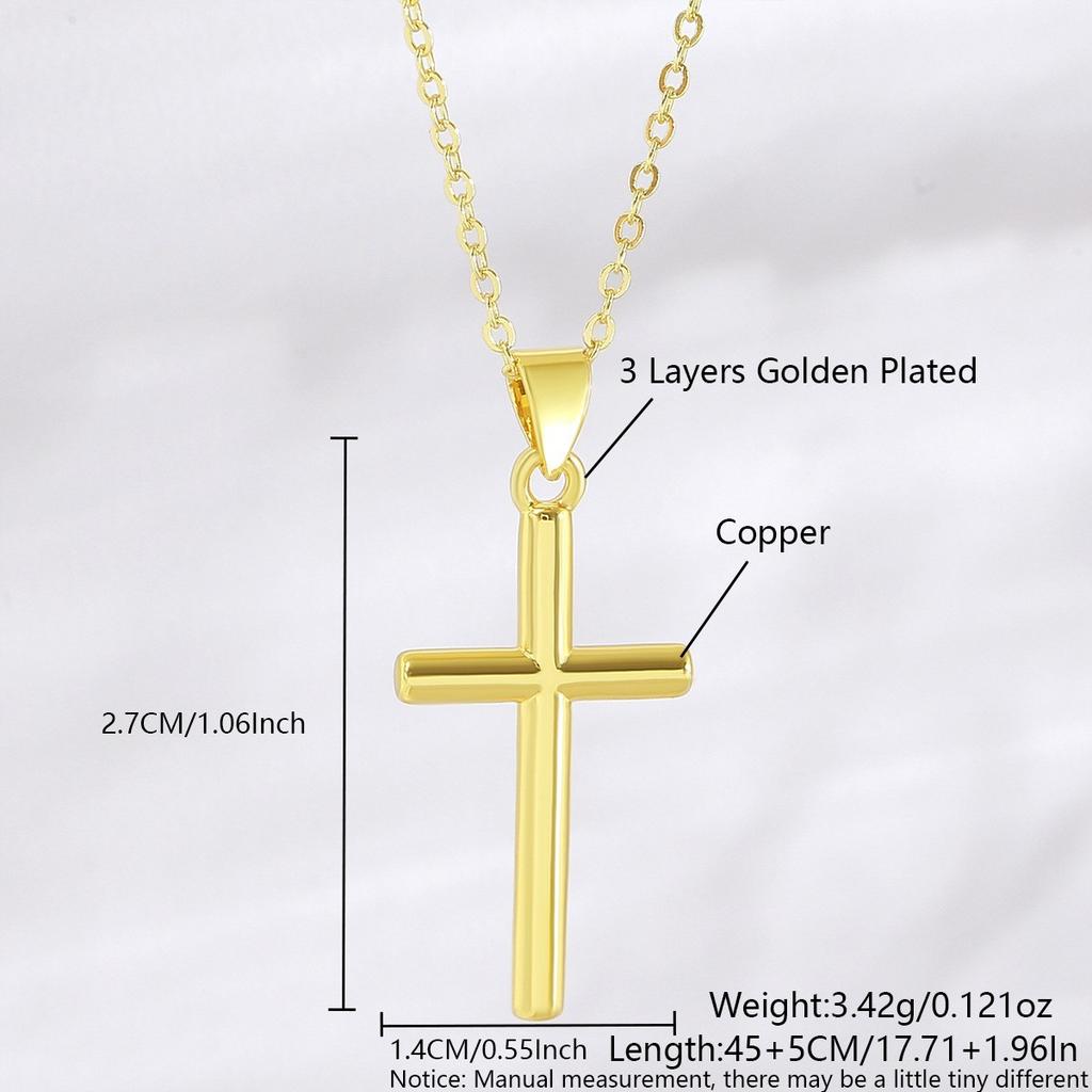 Square Sugar Zircon Cross Pendant Necklace - Simple, Fashionable, Daily Wear Collar Chain