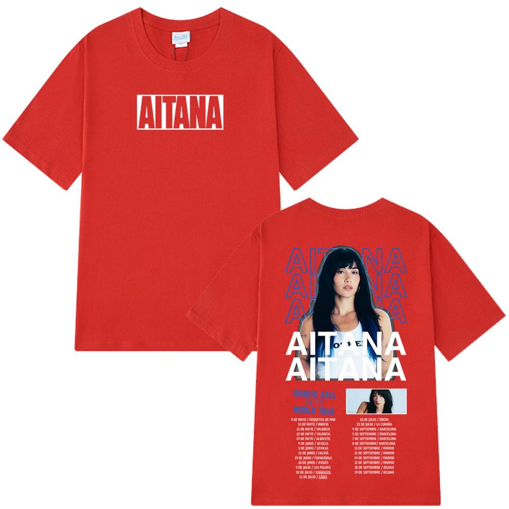Singer Aitana Cuarto Azul Album 2026 Tour T Shirt Men Women Aesthetic Trend T-shirt Short-sleeved Loose Casual Cotton T-shirts