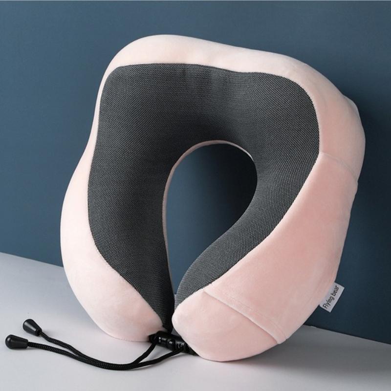 

Car U-shaped Headrest Slow Rebound Nap Neck Pillow Can Be Stored Travel Aircraft Neck Pillow рожевий