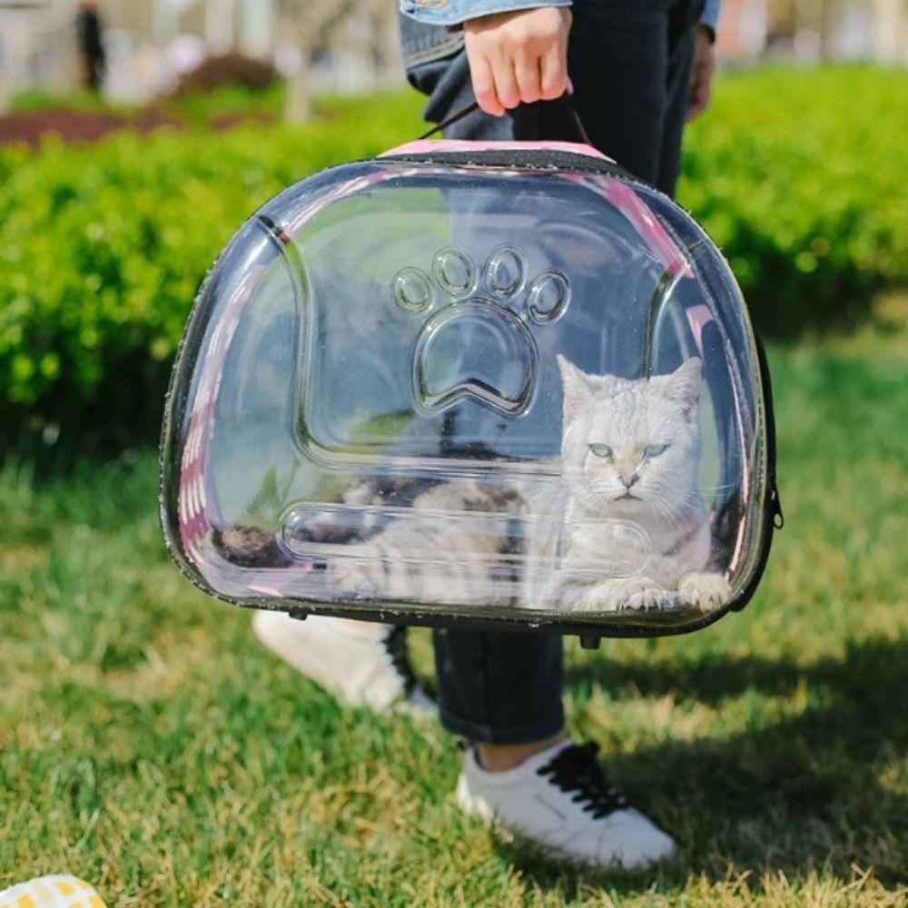 Foldable Cat Backpack Portable Pet Outing Bag Small Dog Transparent Pet Bag  Outdoor Travel