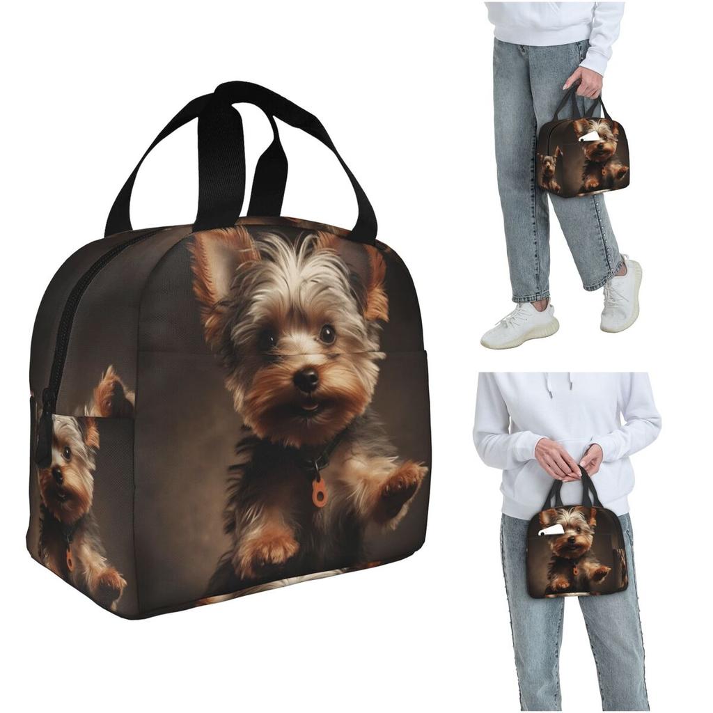 Yorkshire Terrier Dog Being Cute Insulated Lunch Bag for Women Children Portable Food Boxes Thermal Lunch Box Tote
