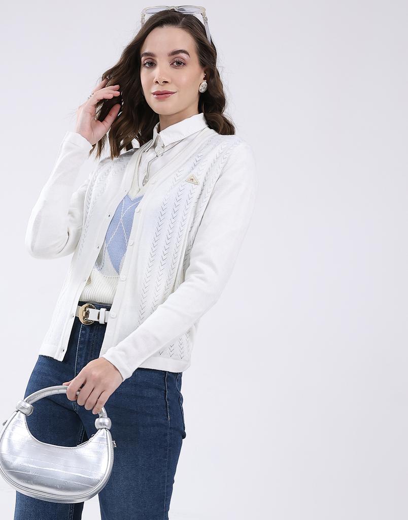 MONTE CARLO Women's V Neck Full Sleeve Cardigan