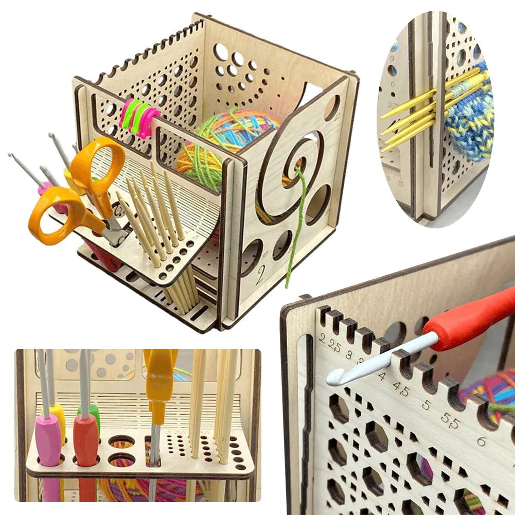 All-in-One Wooden Yarn Bowl Knitting Yarn Bowl Storage Crocheting Accessories Large Knitting Bowl with Holes Crochet Bowl Holder