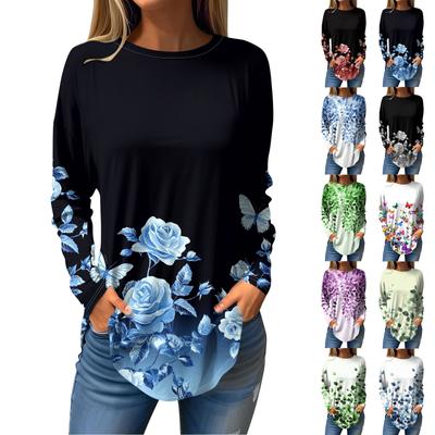 Trička pro ženy Podzim Neformální Košile s dlouhým rukávem Mikina Vintage grafický potisk Top svetr