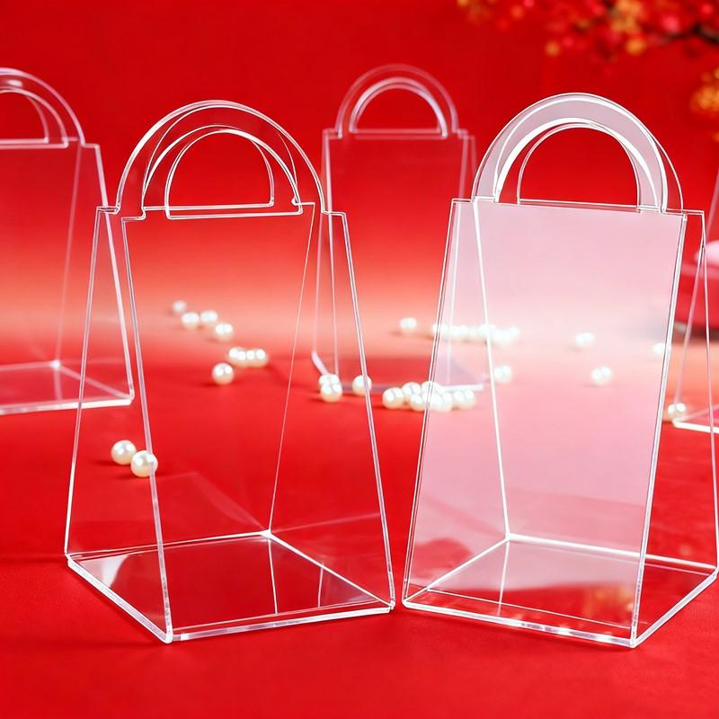 13 Piece Birthday Party Transparent Wedding Hand Box Acrylic Luxury Triangle Present Box Valentine's Day Gift Boxes Sugar Basket