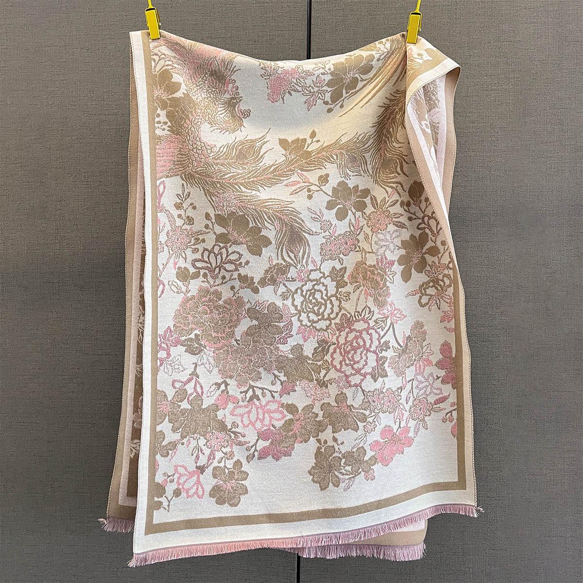 

Осенне-зимний жаккардовый шарф с цветком феникса, женский универсальный утолщенный теплый шарф-шаль двойного назначения 185*65cm