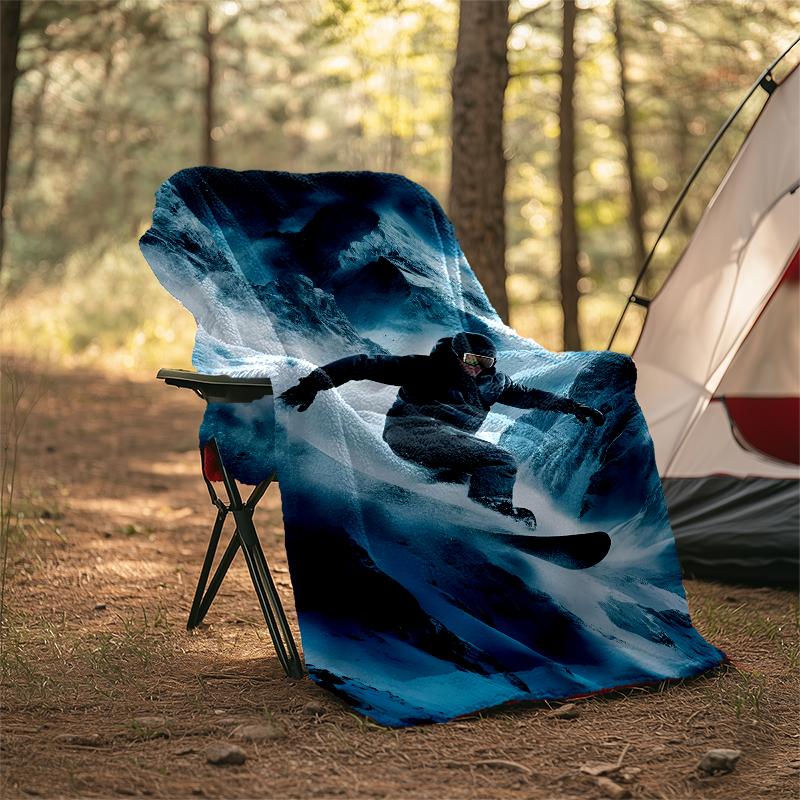 ski Theme Printed Blanket - Perfect for Couch, Bed, Travel & Outdoor Use | Machine Washable, Cozy & Durable.